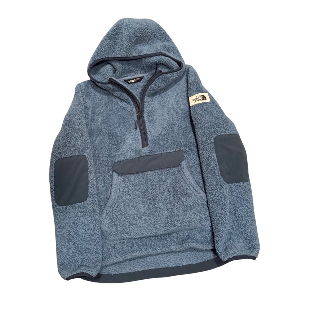 The North Face Womens Campshire Anorak Sherpa Fleece Hoodie Blue Small NF0A39ME